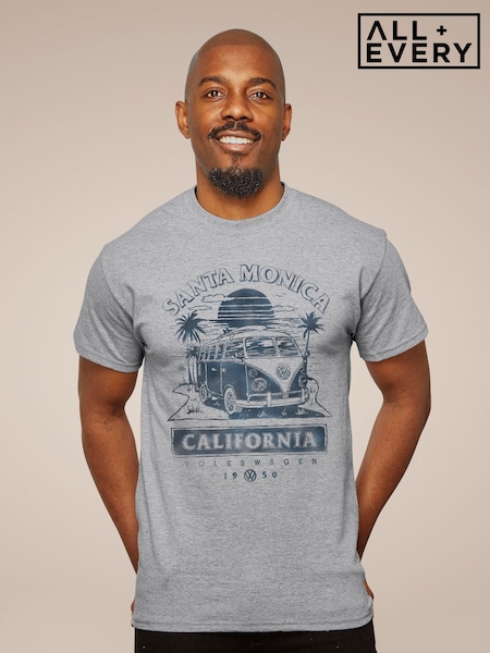All + Every Grey Volkswagen Santa Monica California Mens T-Shirt (E11547) | £23