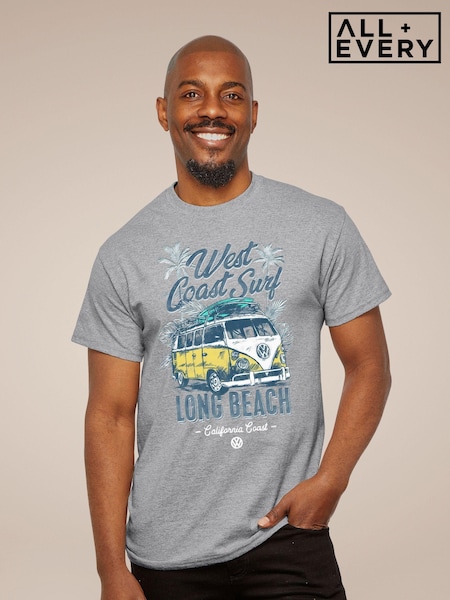 All + Every Grey Volkswagen Long Beach California Coast Mens T-Shirt (E11552) | £23