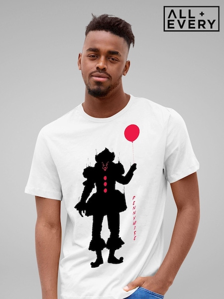 All + Every White Mens IT Halloween Pennywise 100% Cotton T-Shirt (E11571) | £23