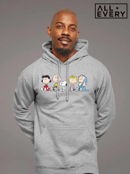All + Every Grey Peanuts The Gang Sit Down Mens Hoodie (E11580) | £40