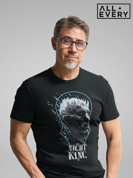 All + Every Black Game Of Thrones Mens The Night King White Walker Sigil 100% Cotton T-Shirt (E11584) | £23