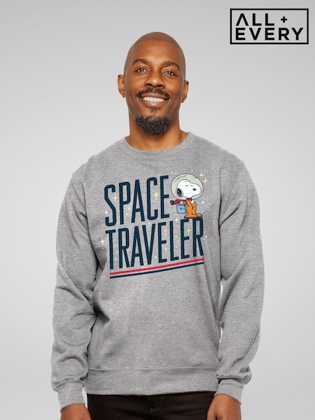 All + Every Grey Peanuts Snoopy Space Traveler Men's Sweatshirt (E11597) | £36