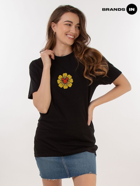 Brands In Black Womens Boyfriend Fit Mickey Mouse Faces Disney T-Shirt (E11623) | £25