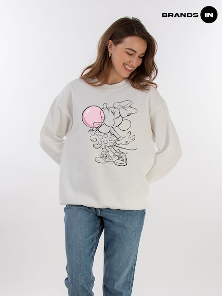 Brands In White Womens Minnie Mouse Chewing Gum Disney Sweatshirt (E11626) | £36