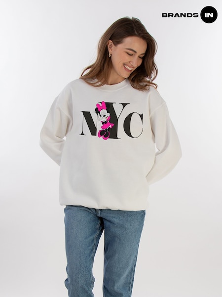 Brands In White Disney Minnie Mouse NYC Women Sweatshirt (E11628) | £36