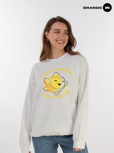 Brands In White Womens Wish If You Need Me Just Look Up Sweatshirt (E11647) | £36