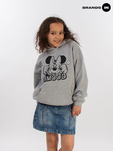 Brands In Grey Girls Minnie Mouse Three Faces Disney 100% Cotton Hoodie (E11650) | £31