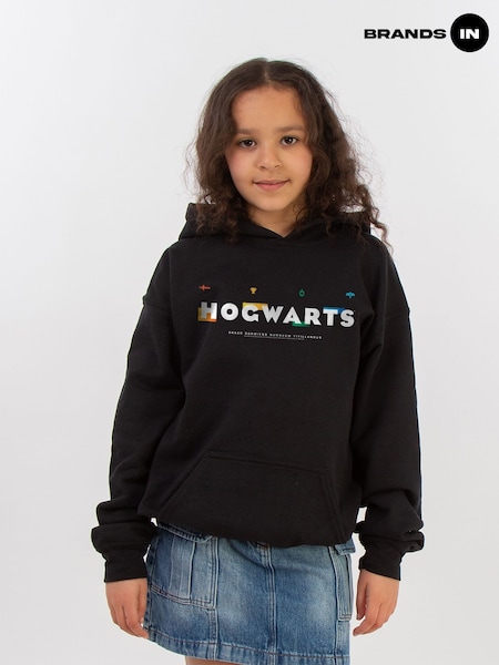 Brands In Black 100% Cotton Harry Potter Hogwarts Icons Girls Hoodie (E11657) | £31