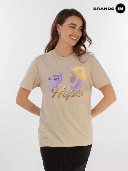 Brands In Cream 100% Cotton Wish Gradient There Is Always Hope Women Sand Boyfriend Fit T-Shirt (E11659) | £25