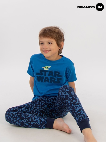 Brands In Blue Boys The Mandalorian Logo Child Camo 100% Cotton Pyjamas (E11844) | £22