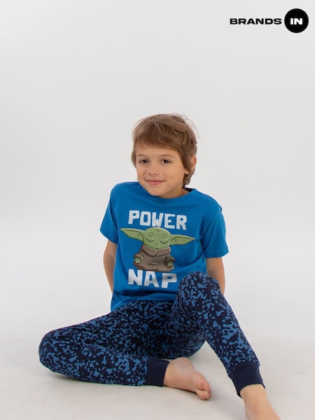Brands In Dark Blue Boys The Mandalorian Logo Child Camo 100% Cotton Pyjamas (E11868) | £22