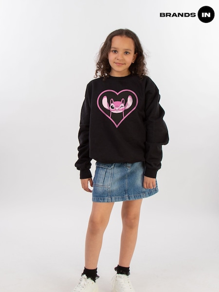 Brands In Black LiloStitch Angel Heart Girls Sweatshirt (E11876) | £24