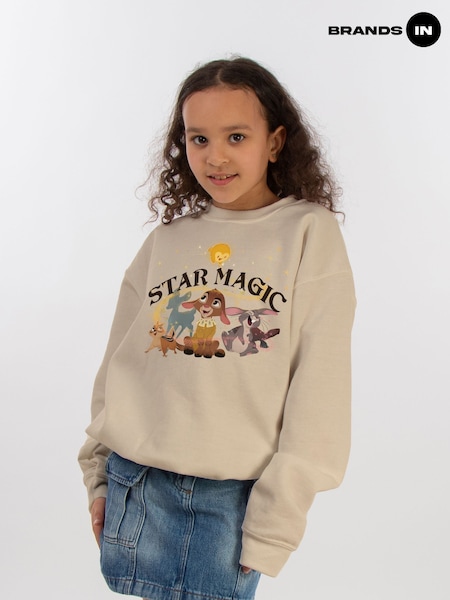 Brands In Cream Wish Star Magic Group Kids Unisex Sand Sweatshirt (E11922) | £24