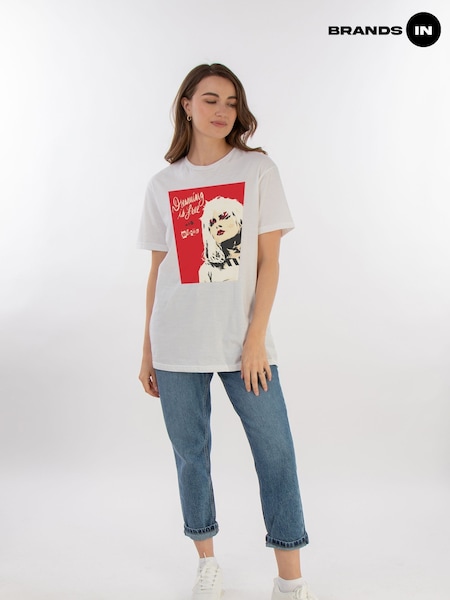 Brands In White Blondie Dreaming Is Free Women Boyfriend Fit Music T-Shirt (E11933) | £23
