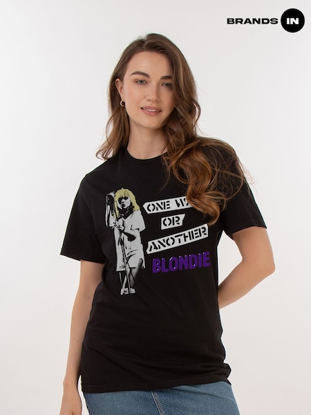 Brands In Black Blondie One Way Or Another Women Boyfriend Fit Music T-Shirt (E11938) | £23