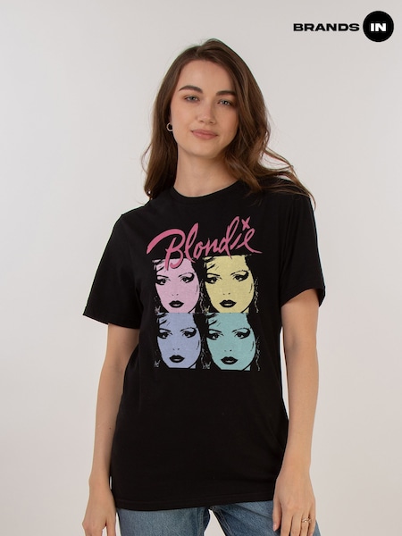 Brands In Black Blondie Multiple Women Boyfriend Fit Music T-Shirt (E11951) | £23