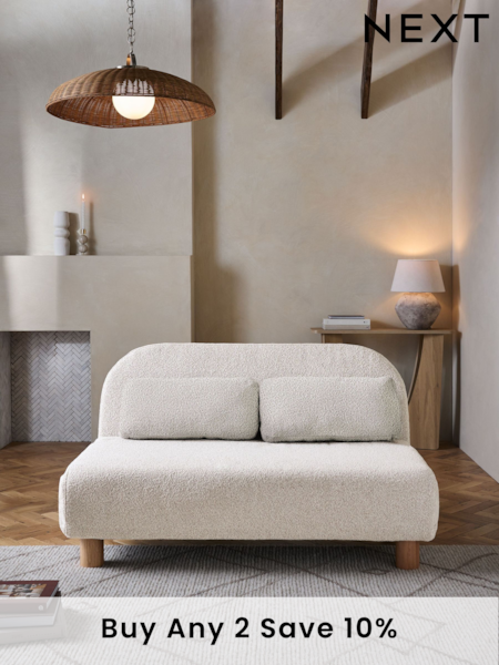 Casual Boucle Light Natural Palma Double Sofa Bed (E12113) | £475