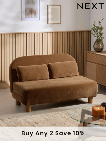 Relaxed Chenille Toffee Brown Palma Double Sofa Bed (E12115) | £475