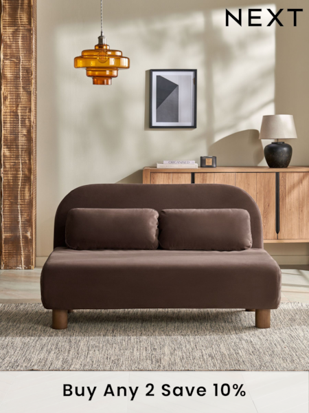 Soft Velvet Chocolate Brown Palma Double Sofa Bed (E12117) | £450