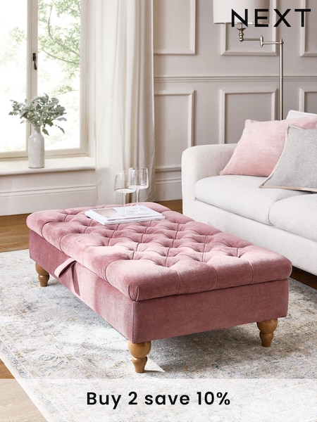 Fine Chenille Mulberry Purple Albury Large Footstool (E12122) | £275
