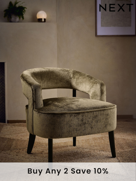 Plush Chenille Moss Green Remi Wood Accent Chair (E12123) | £240