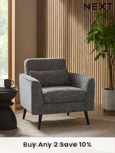 Chunky Chenille Dark Grey Mila Chair Armchair (E12124) | £325