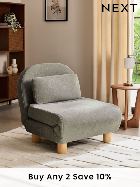 Brushed Weave Light Warm Grey Palma Single Sofa Bed (E12126) | £325