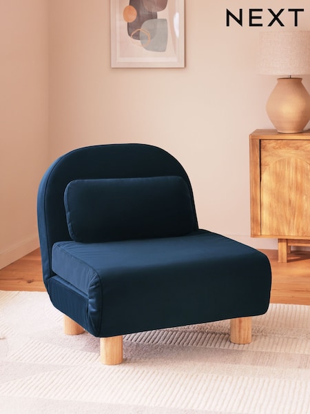 Soft Velvet Navy Blue Palma Single Sofa Bed (E12129) | £299