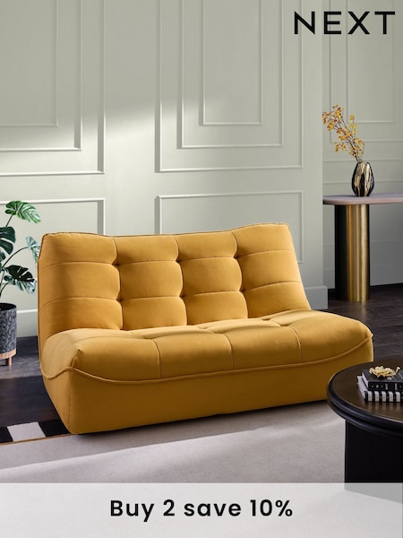 Soft Velvet Ochre Yellow Lucca 2 Seater Sofa (E12134) | £650