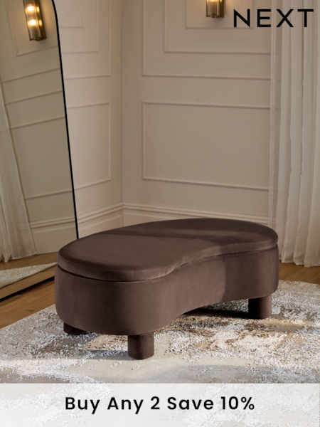 Soft Velvet Chocolate Brown Bloor Storage Coffee Table (E12135) | £250
