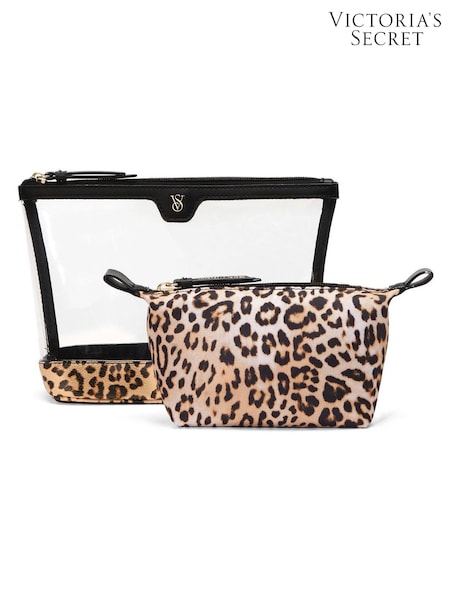 Victoria's Secret Leopard Brown AM/PM Makeup Bag Duo (E12189) | £25