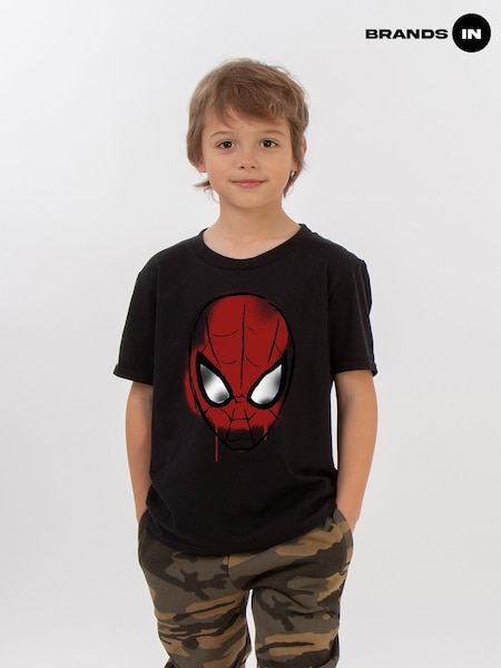 Brands In Black 100% Cotton Spider-Man Sketch Spider Face Boys T-Shirt (E12201) | £20