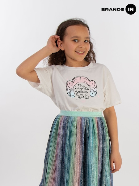Brands In White 100% Cotton Star Wars Princess Leia Future Of The Galaxy Girls T-Shirt (E12205) | £20