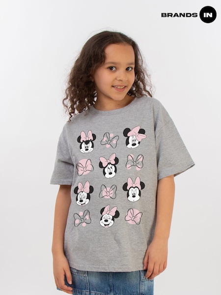 Brands In Grey Girls Minnie Mouse Multiple Heather 100% Cotton T-Shirt (E12206) | £20