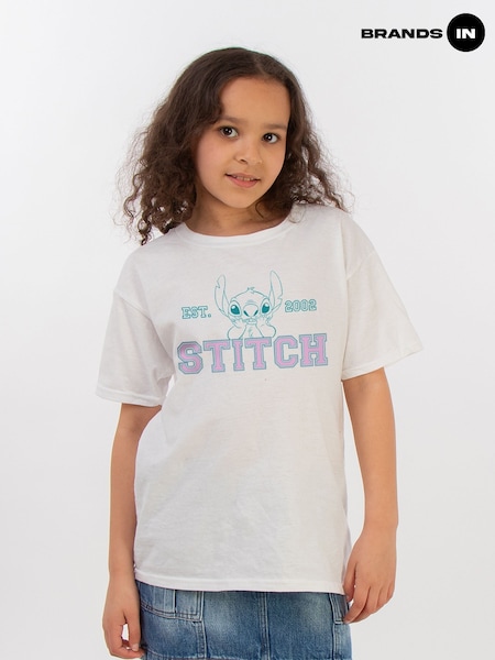 Brands In White 100% Cotton Lilo and Stitch Collegial Pastel Girls T-Shirt (E12208) | £20