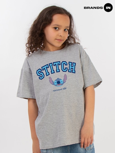Brands In Grey Lilo and Stitch Collegial Girls Heather T-Shirt (E12216) | £20