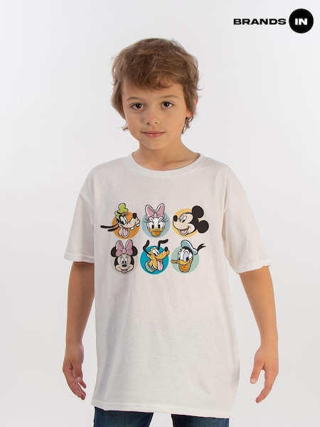 Brands In White Boys Mickey Mouse Gradient 100% Cotton Heather Disney T-Shirt (E12220) | £20