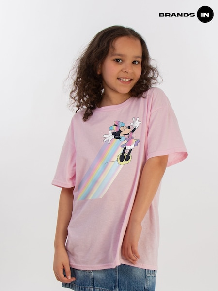 Brands In Pink 100% Cotton Minnie Mouse Whoosh Girls T-Shirt (E12288) | £20