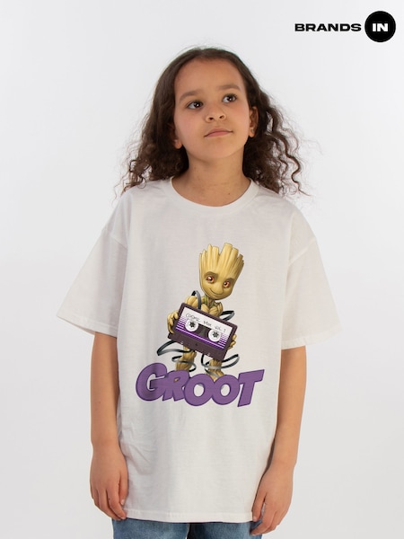 Brands In White 100% Cotton Guardians Of The Galaxy Girls T-Shirt (E12295) | £20