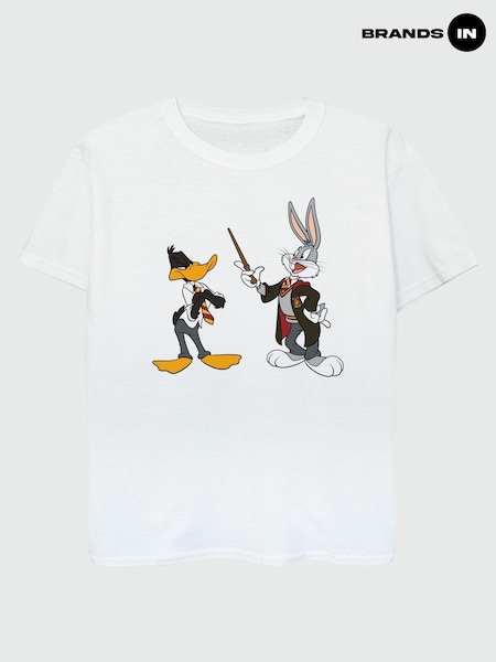 Brands In White 100% Cotton Warner Bros 100th Celebration Looney Tunes Gryffindor Boys T-Shirt (E12297) | £18