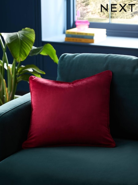 Red 43 x 43cm Matte Velvet Cushion (E12530) | £7