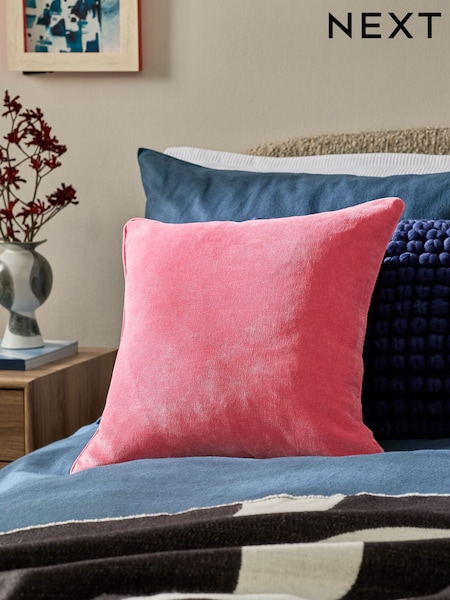 Coral Pink 45 x 45cm Soft Velour Cushion (E12551) | £8
