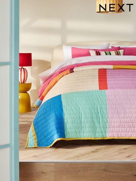 Multi Bright Joy Stripe Quilted Bedspread (E12626) | £45 - £65