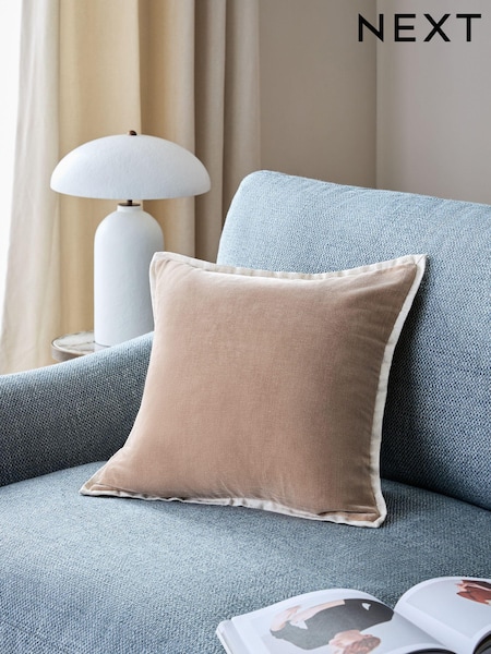 Natural Loxley Velvet 50 x 50cm Cushion (E12760) | £18