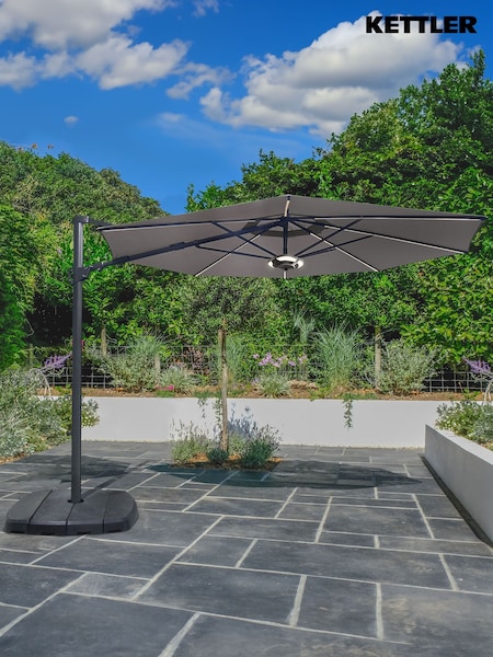 Kettler Grey Taupe 3.3M Garden Parasol Canopy with LED Lights & Wireless Speaker (E13057) | £800
