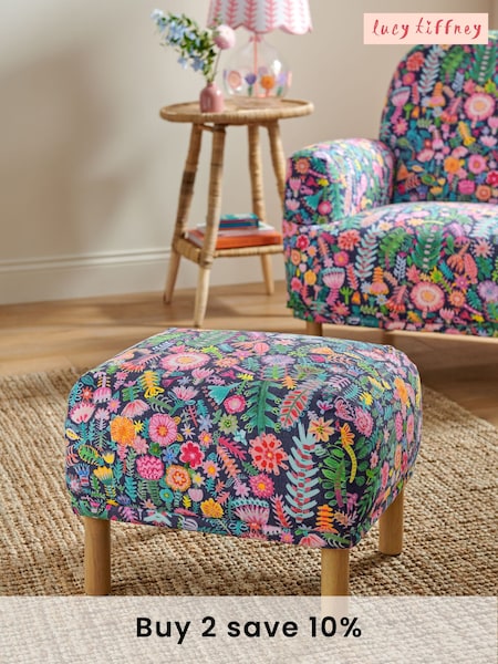 Lucy Tiffney x Next Navy Ditsy Floral Footstool (E13467) | £160