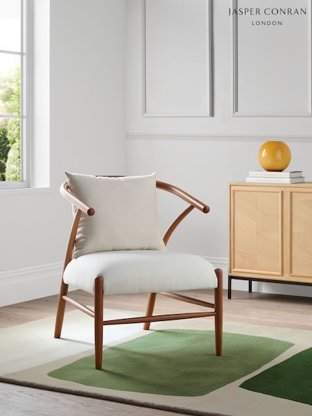 Jasper Conran London Walnut and Natural Flannel Bray Accent Chair (E13787) | £499