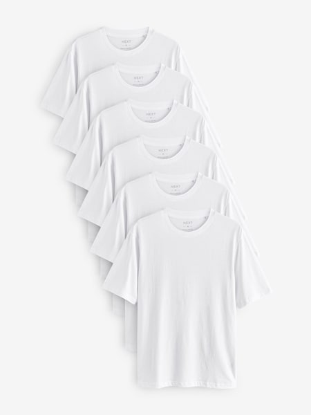 White Regular Fit Essential Cotton T-Shirts 6 Pack (E13882) | £45
