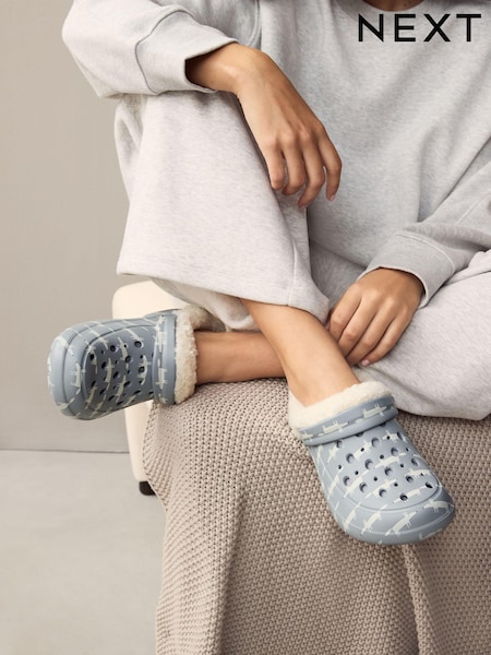 Grey Womens Faux Fur Lined Clogs Slippers (E14061) | £18