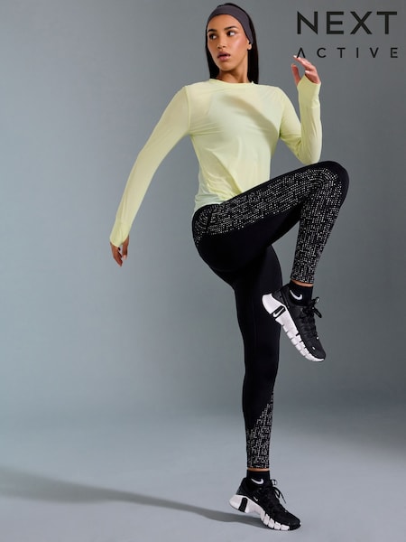 Reflective Black Running Leggings with Pocket (E14229) | £38